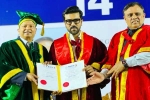 Ram Charan Doctorate breaking, Dr Ram Charan, ram charan felicitated with doctorate in chennai, India